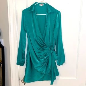 Sophie Draped Mini Dress in Teal